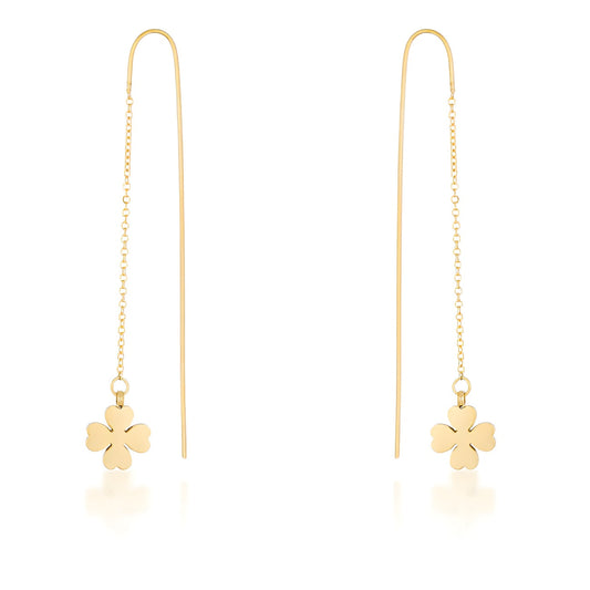 PATRICIA GOLD CLOVER THREADED DROP EARRINGS