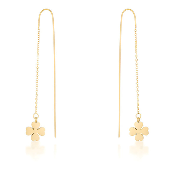 PATRICIA GOLD CLOVER THREADED DROP EARRINGS