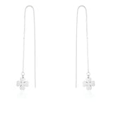 PATRICIA RHODIUM CLOVER THREADED DROP EARRINGS