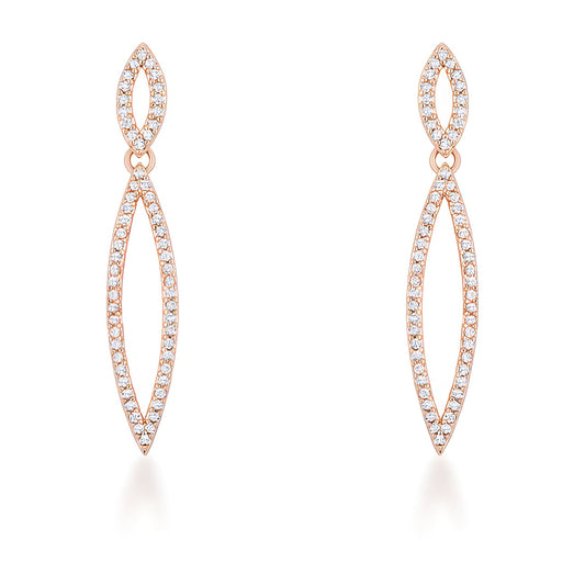 SARA 1.2 CT CZ ROSE GOLD DELICATE DOUBLE TEARDROP DROP EARRINGS - PIERGIORGIO CERRONI