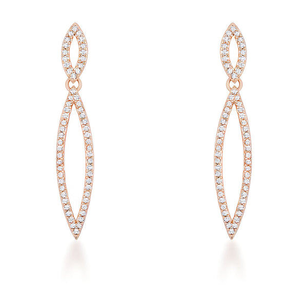 SARA 1.2 CT CZ ROSE GOLD DELICATE DOUBLE TEARDROP DROP EARRINGS - PIERGIORGIO CERRONI