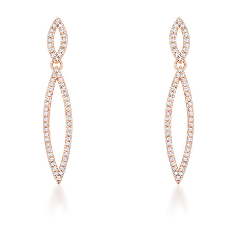 SARA 1.2 CT CZ ROSE GOLD DELICATE DOUBLE TEARDROP DROP EARRINGS - PIERGIORGIO CERRONI