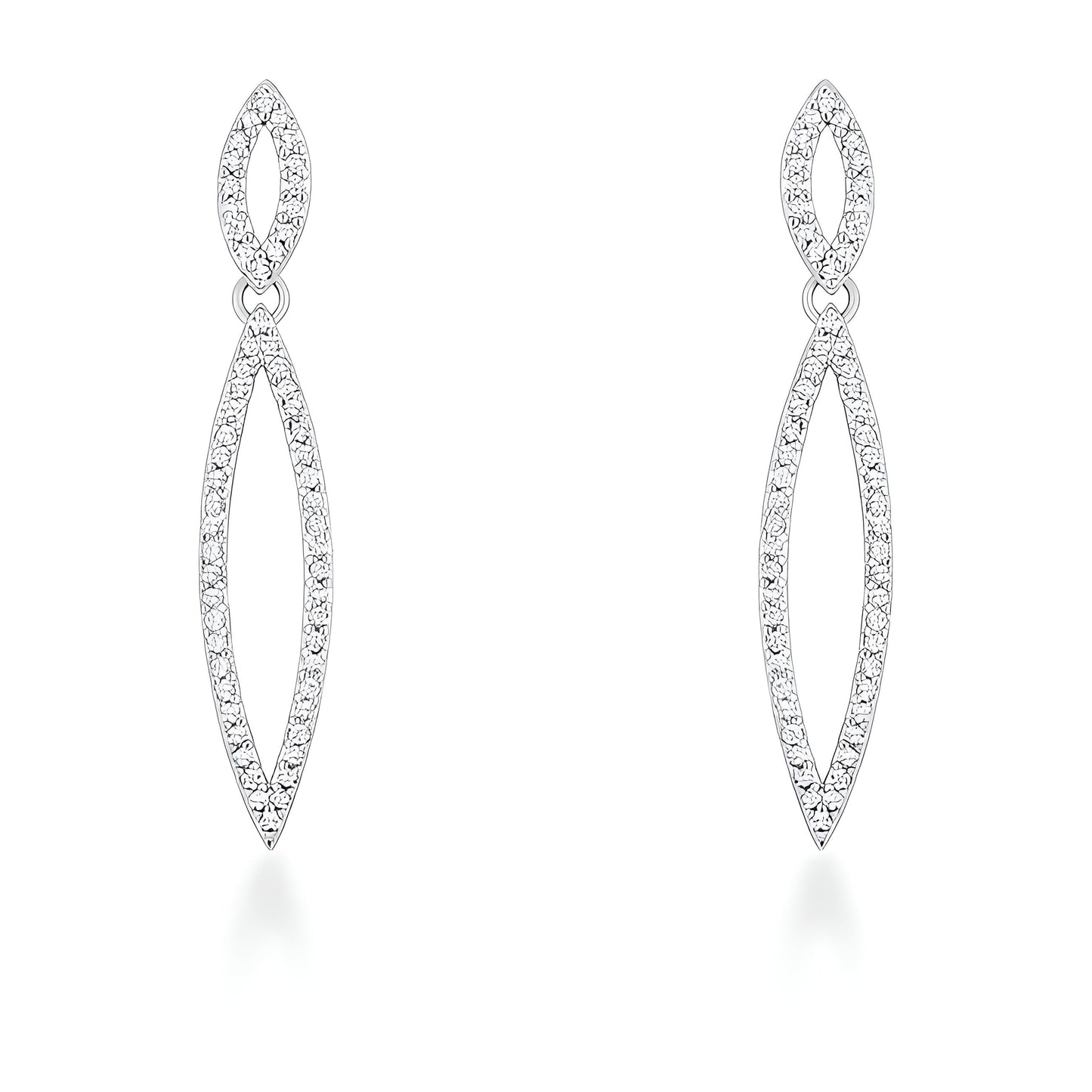 SARA 1.2 CT CZ RHODIUM DELICATE DOUBLE TEARDROP DROP EARRINGS - PIERGIORGIO CERRONI