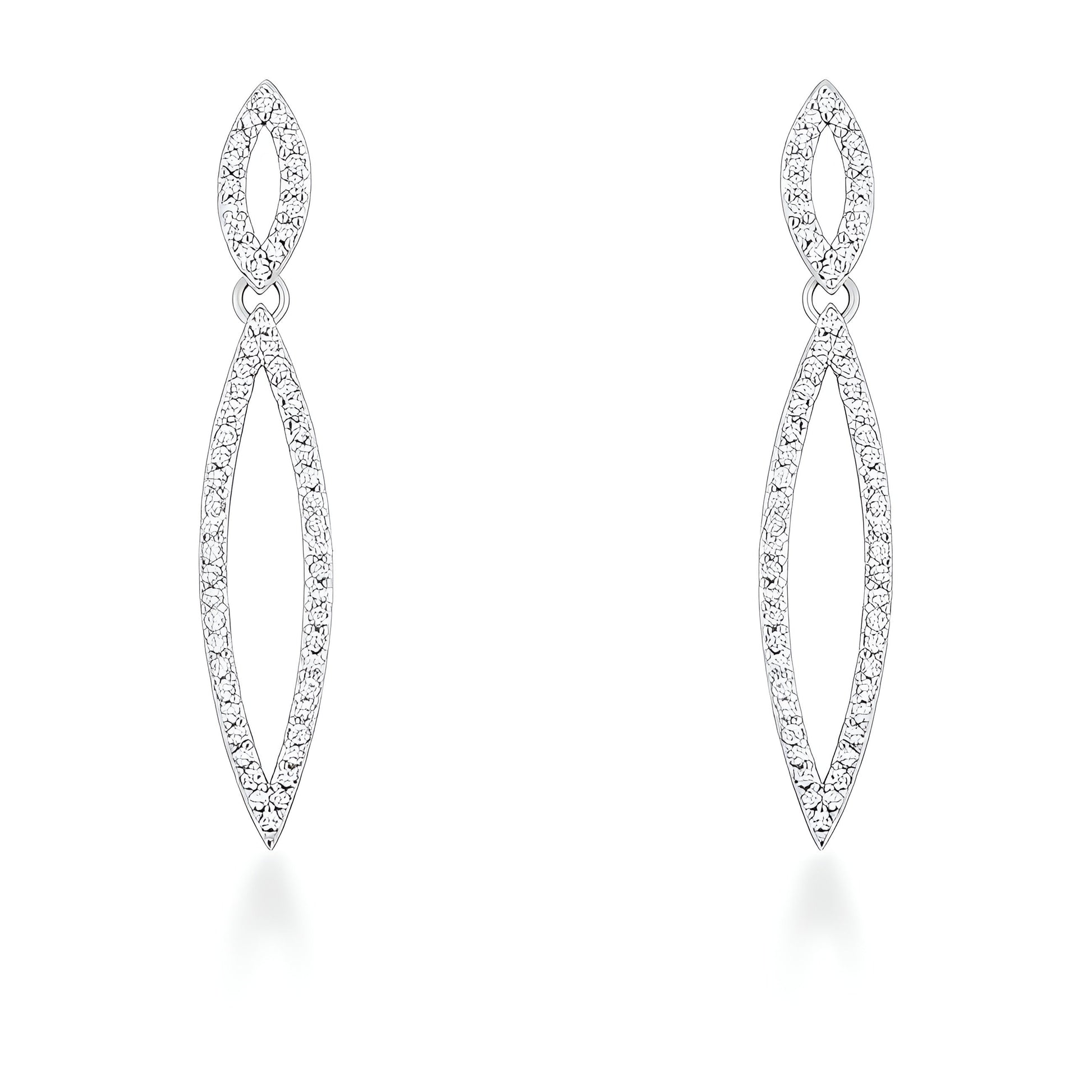 SARA 1.2 CT CZ RHODIUM DELICATE DOUBLE TEARDROP DROP EARRINGS - PIERGIORGIO CERRONI