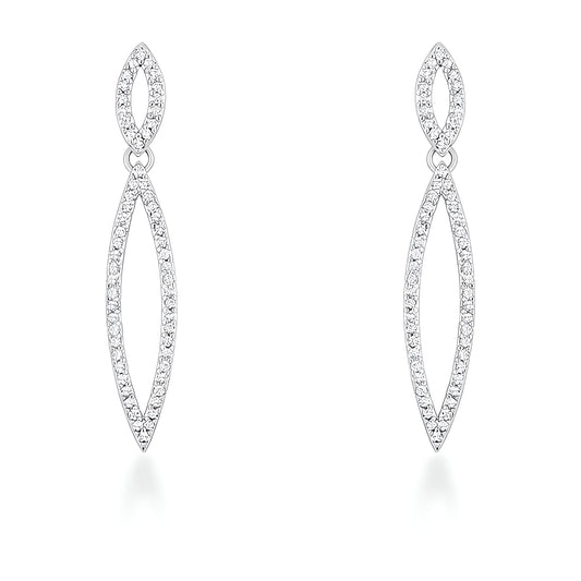 SARA 1.2 CT CZ RHODIUM DELICATE DOUBLE TEARDROP DROP EARRINGS - PIERGIORGIO CERRONI