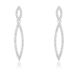 SARA 1.2 CT CZ RHODIUM DELICATE DOUBLE TEARDROP DROP EARRINGS - PIERGIORGIO CERRONI