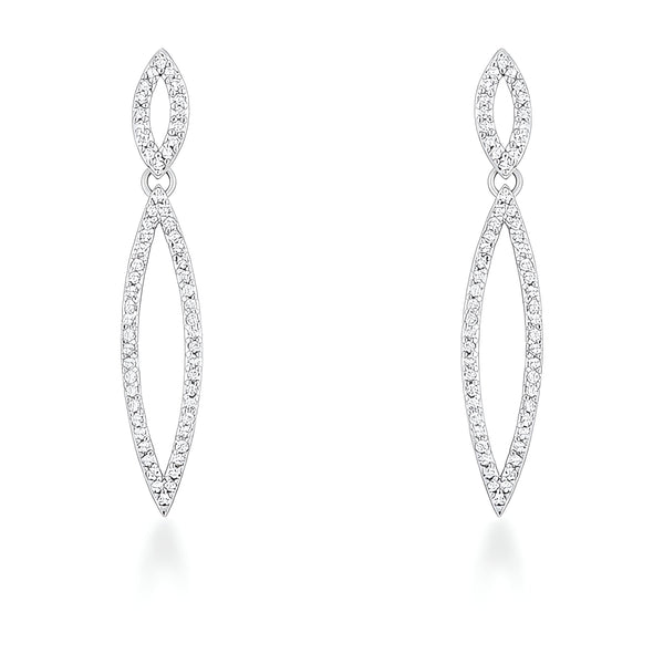 SARA 1.2 CT CZ RHODIUM DELICATE DOUBLE TEARDROP DROP EARRINGS - PIERGIORGIO CERRONI