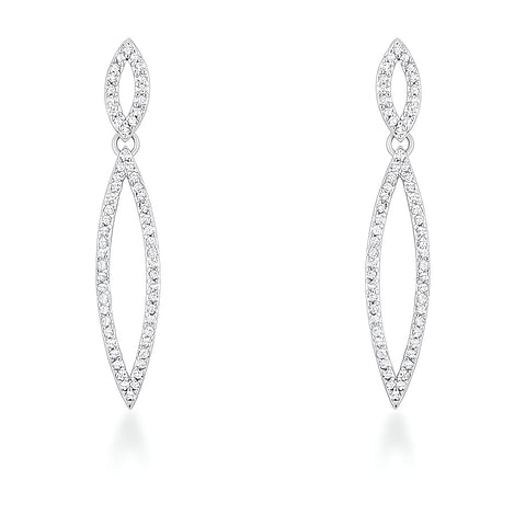 SARA 1.2 CT CZ RHODIUM DELICATE DOUBLE TEARDROP DROP EARRINGS - PIERGIORGIO CERRONI