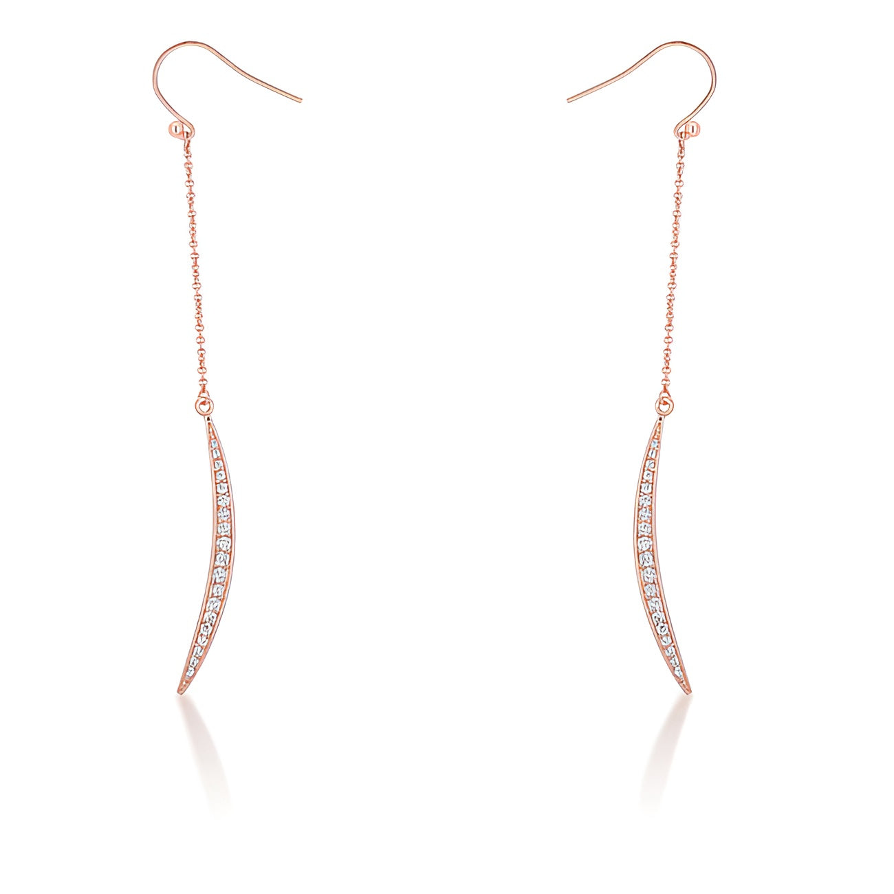 LUNA 0.5 CT CZ ROSE GOLD DELICATE MOON DROP EARRINGS