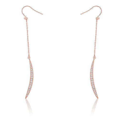 LUNA 0.5 CT CZ ROSE GOLD DELICATE MOON DROP EARRINGS