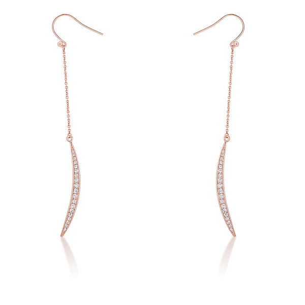 LUNA 0.5 CT CZ ROSE GOLD DELICATE MOON DROP EARRINGS