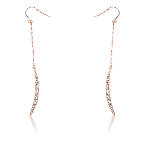 LUNA 0.5 CT CZ ROSE GOLD DELICATE MOON DROP EARRINGS