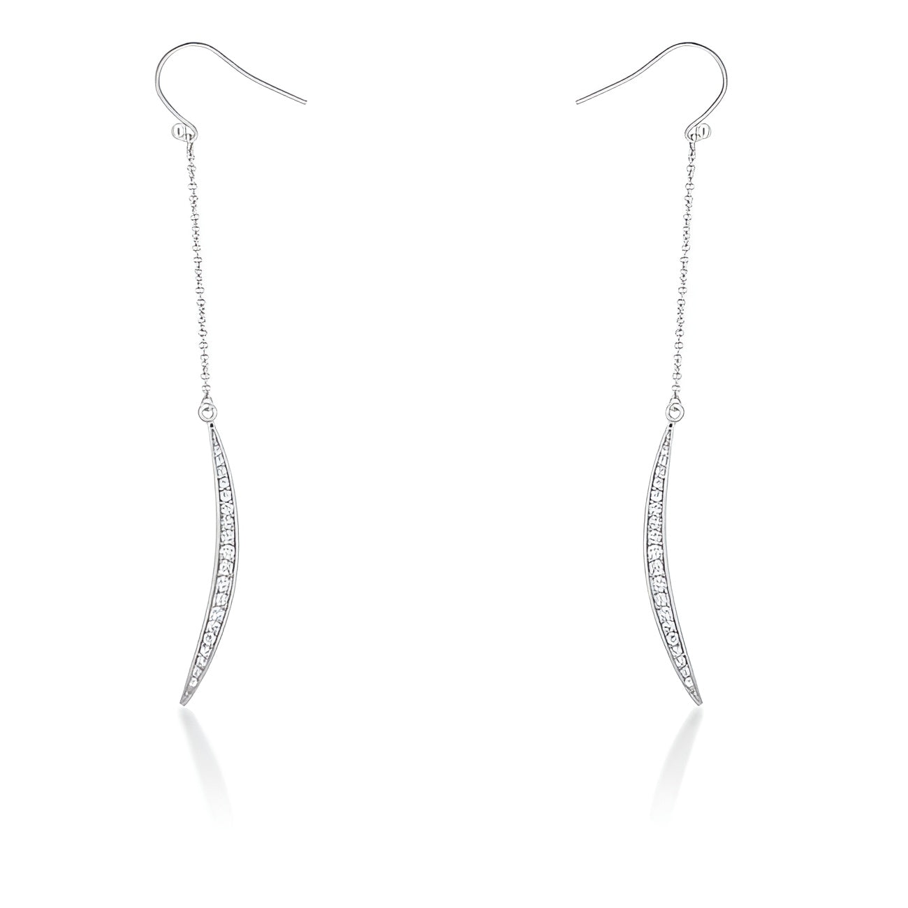 LUNA 0.5 CT CZ RHODIUM DELICATE MOON DROP EARRINGS - PIERGIORGIO CERRONI