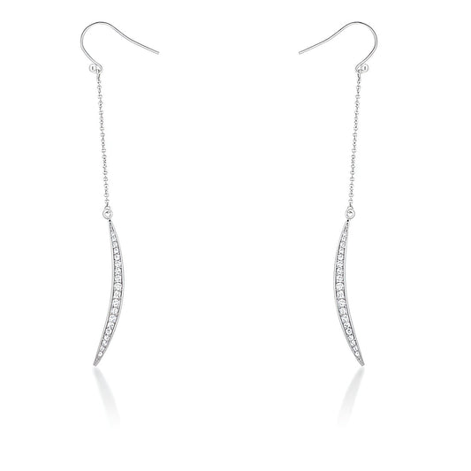 LUNA 0.5 CT CZ RHODIUM DELICATE MOON DROP EARRINGS - PIERGIORGIO CERRONI