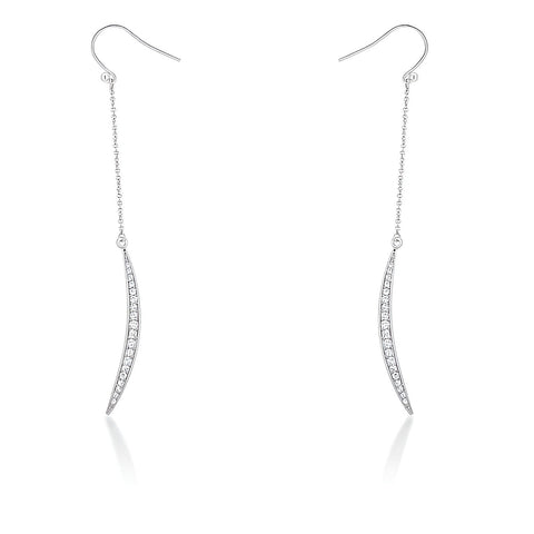 LUNA 0.5 CT CZ RHODIUM DELICATE MOON DROP EARRINGS - PIERGIORGIO CERRONI