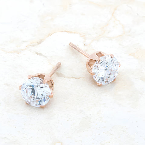 REIGN 3.4 CT CZ ROSE GOLD STUD EARRINGS - PIERGIORGIO CERRONI