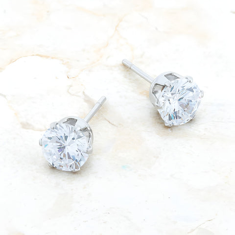 REIGN 3.4 CT CZ RHODIUM STUD EARRINGS - PIERGIORGIO CERRONI