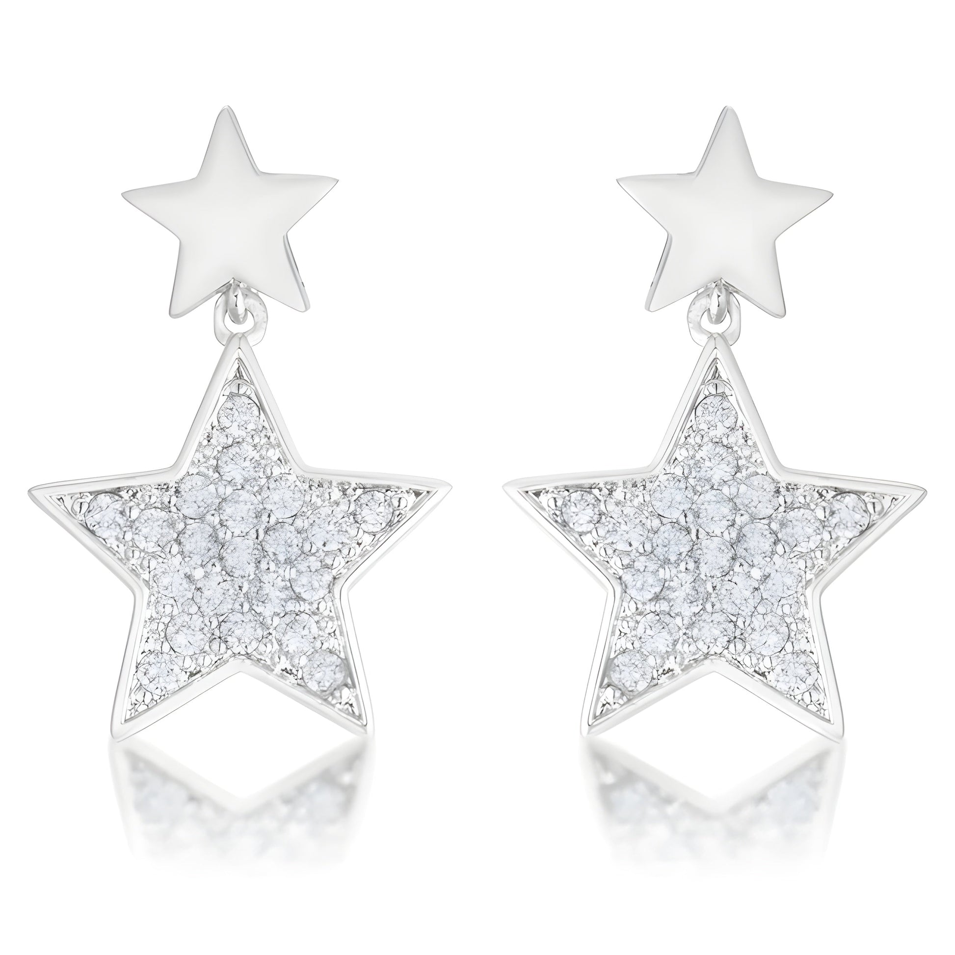 0.5 CT CZ RHODIUM STAR DROP EARRINGS - PIERGIORGIO CERRONI