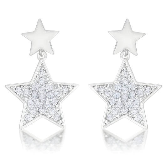 0.5 CT CZ RHODIUM STAR DROP EARRINGS - PIERGIORGIO CERRONI