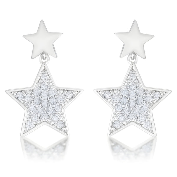 0.5 CT CZ RHODIUM STAR DROP EARRINGS - PIERGIORGIO CERRONI