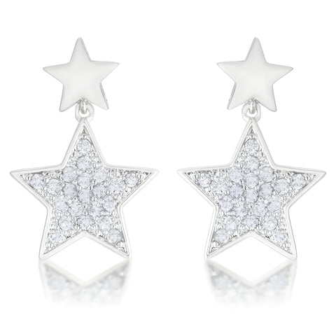 0.5 CT CZ RHODIUM STAR DROP EARRINGS - PIERGIORGIO CERRONI