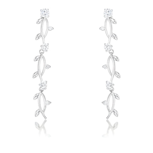 1.1 CT VINE DESIGN RHODIUM EARRINGS
