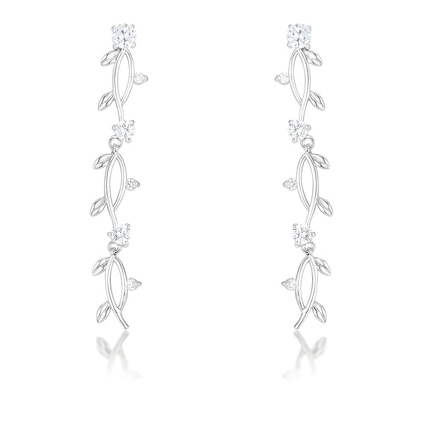 1.1 CT VINE DESIGN RHODIUM EARRINGS