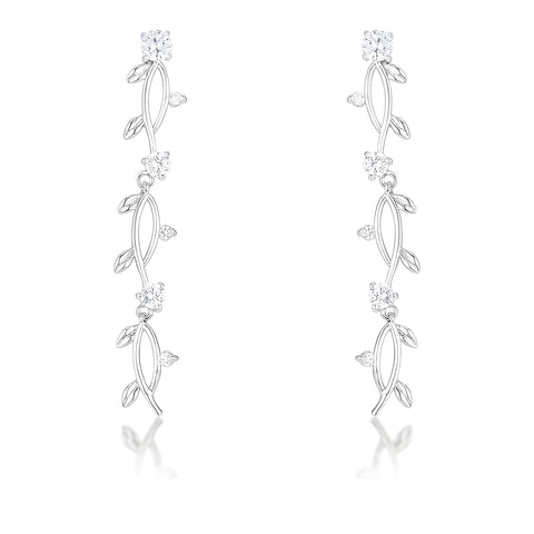 1.1 CT VINE DESIGN RHODIUM EARRINGS