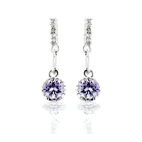 LAVENDER CUBIC ZIRCONIA DANGLE EARRINGS