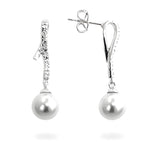 PEARL CUBIC ZIRCONIA DANGLE EARRINGS