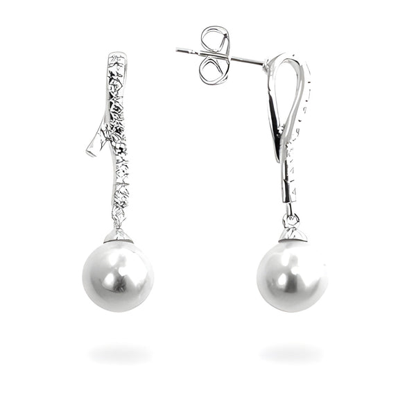 PEARL CUBIC ZIRCONIA DANGLE EARRINGS