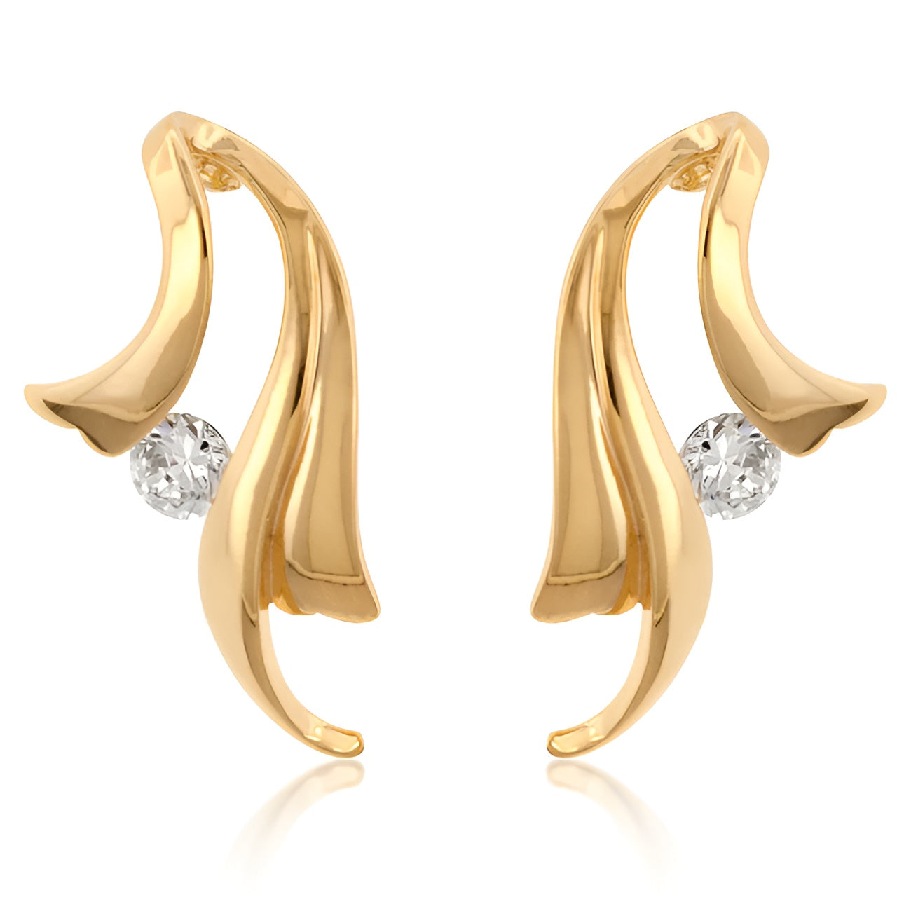 SOLITAIRE WINGED EARRINGS