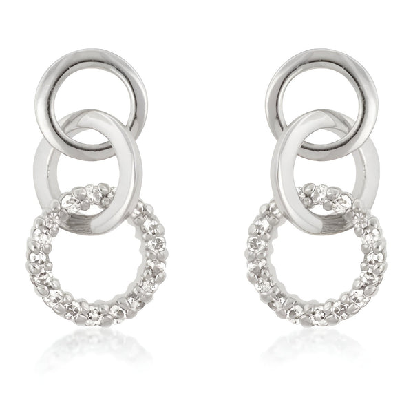 RHODIUM FINISH TRIPLET HOOPLET EARRINGS