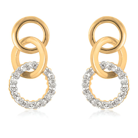 GOLDTONE FINISH TRIPLET HOOPLET EARRINGS