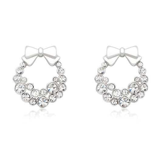 HOLIDAY WREATH CLEAR CRYSTAL EARRINGS