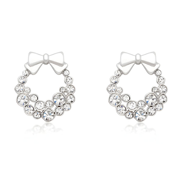 HOLIDAY WREATH CLEAR CRYSTAL EARRINGS