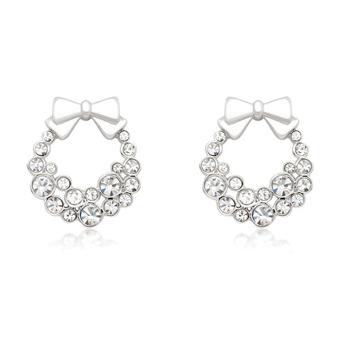 HOLIDAY WREATH CLEAR CRYSTAL EARRINGS