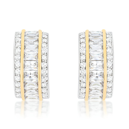 TWO-TONE THREE ROW EARRINGS