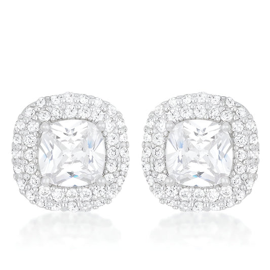CUSHION PAVE STUD EARRINGS