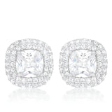 CUSHION PAVE STUD EARRINGS