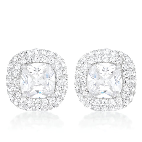 CUSHION PAVE STUD EARRINGS