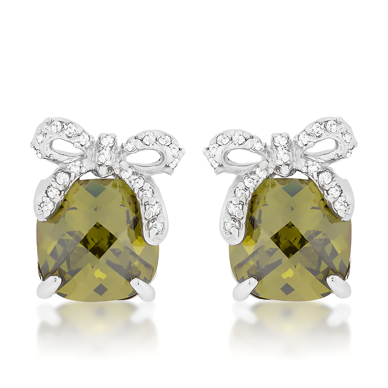 OLIVINE DROP EARRINGS WITH BOW