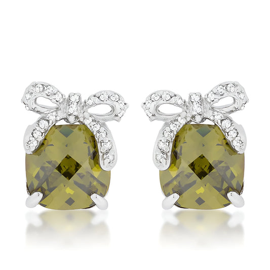 OLIVINE DROP EARRINGS WITH BOW