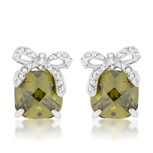 OLIVINE DROP EARRINGS WITH BOW