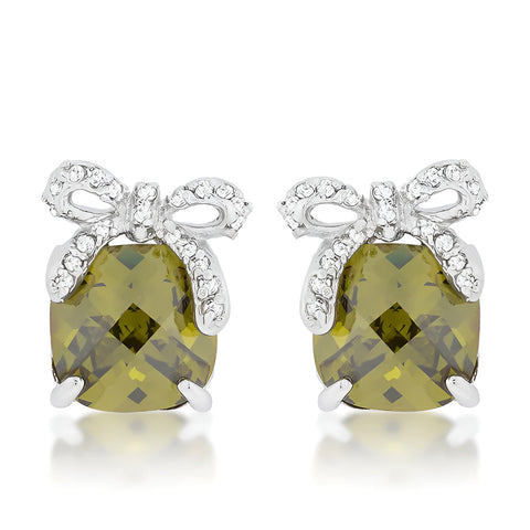 OLIVINE DROP EARRINGS WITH BOW