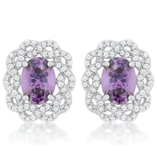 AMETHYST OVAL STUD EARRINGS