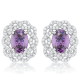 AMETHYST OVAL STUD EARRINGS