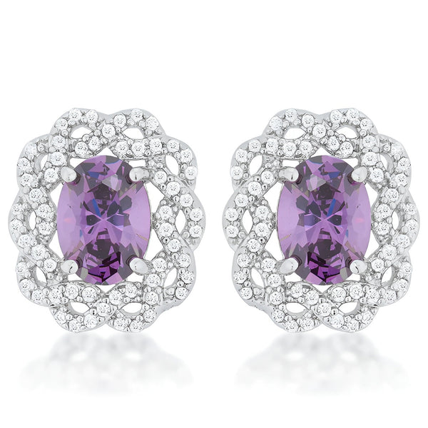 AMETHYST OVAL STUD EARRINGS