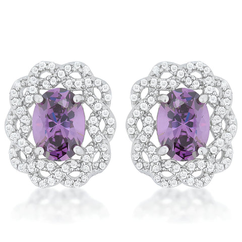 AMETHYST OVAL STUD EARRINGS