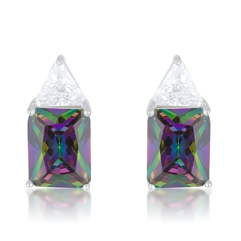 CLASSIC MYSTIC CUBIC ZIRCONIA RHODIUM STUD EARRINGS - PIERGIORGIO CERRONI